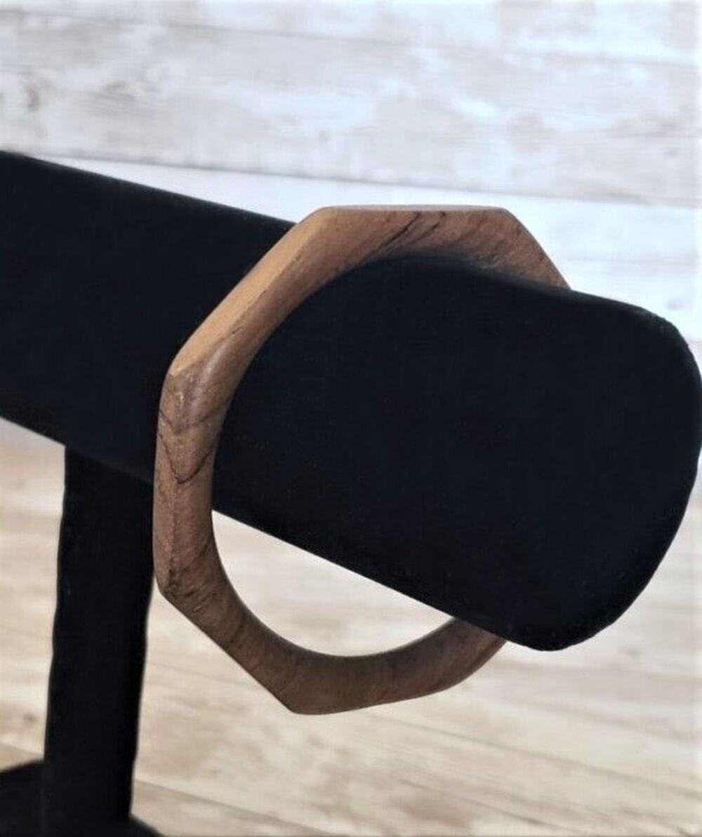 Vintage Bracelet / Bangle - Wooden Octogen Shape Brown